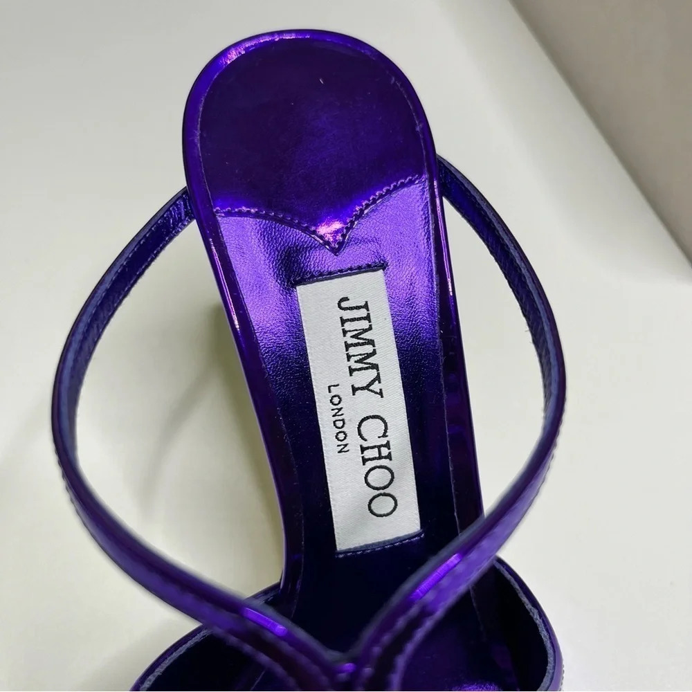 Jimmy Choo Anise purple Liquid Metal heels size 37.5 - Picture 6 of 13